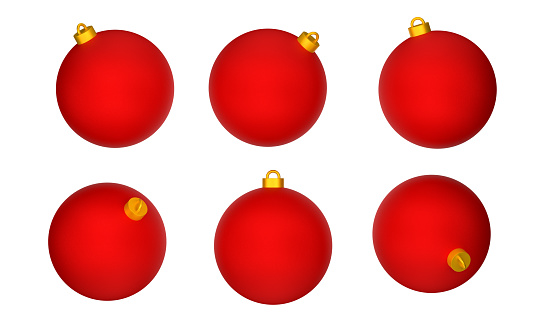 3D Render Red Ball Christmas ornament on white background