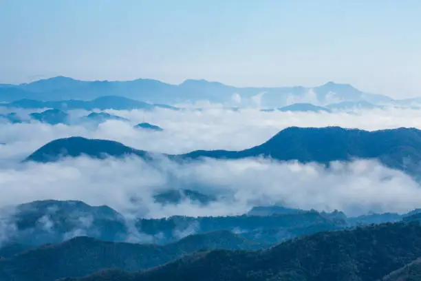The beautiful sea of clouds seen from the top of Wolchulsan, Yeongam-gun, Jeollanam-do
