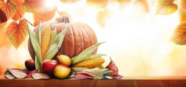 istock A wooden table, tabletop product display for Thanksgiving holiday 1351984521