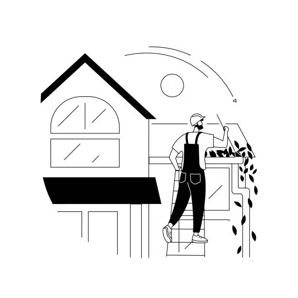 Vector illustration of Gutter cleaning abstract concept vector illustration.