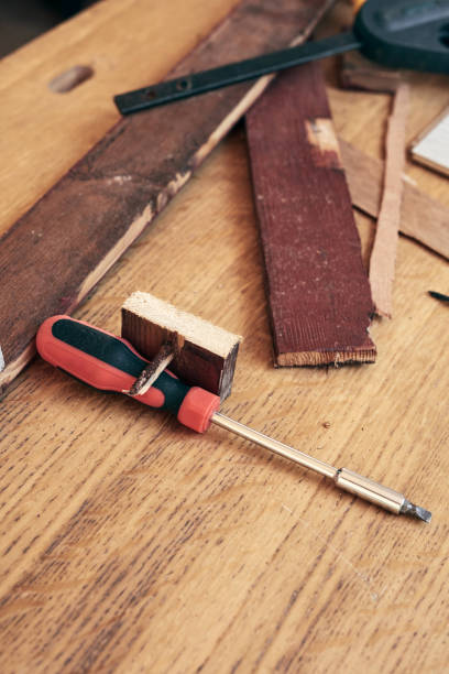 istock Handyman's miscellaneous tools for fixing furniture and various things. 1351988450
