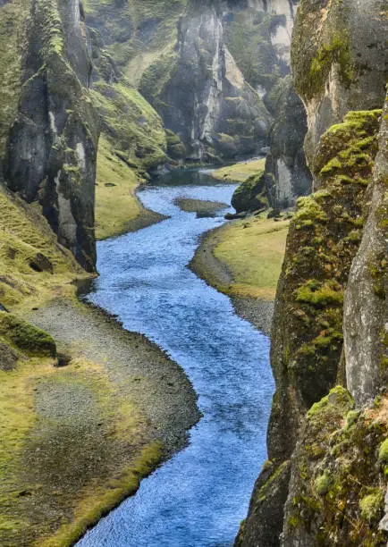 Photo of Fjaðrárgljúfur canyon river in Iceland