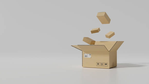 istock Different size of cardboard boxes and opened parcel box on white background 1351996891
