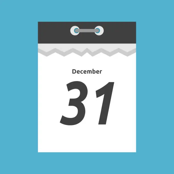 Vector illustration of December 31, tear-off calendar