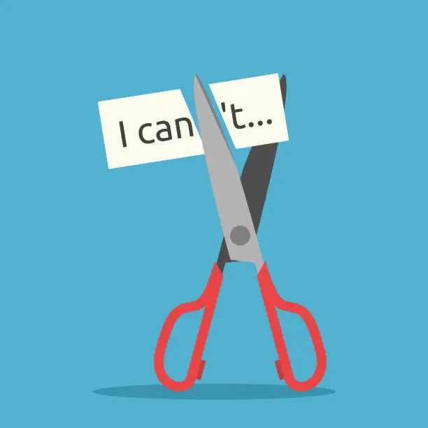 Vector illustration of Scissors cutting I can't