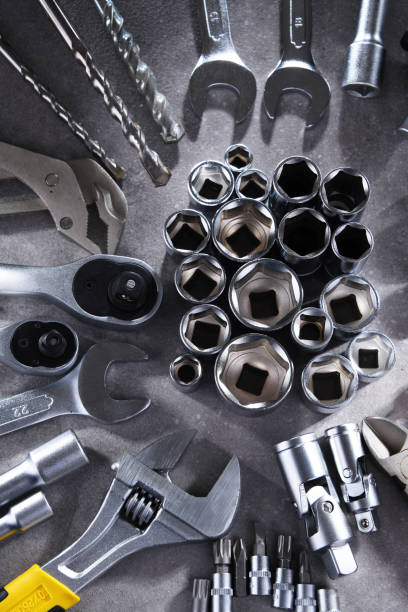 istock Composition with a variety of metal tools 1351998134