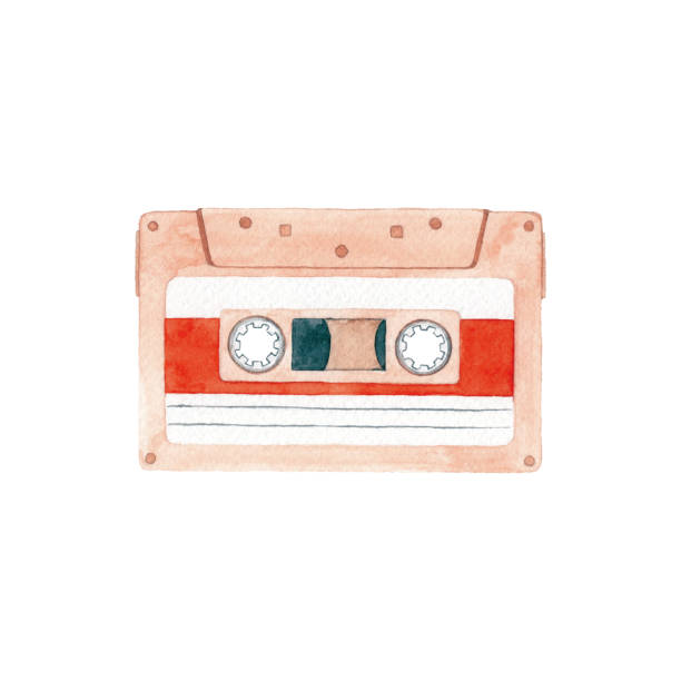 Watercolor Retro Cassette tape Vector illustration of cassette tape. mixtape stock illustrations