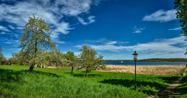 vista panorámica desde el "parque lenné" en petzow hasta el lago "schwielowsee" - petzow fotografías e imágenes de stock