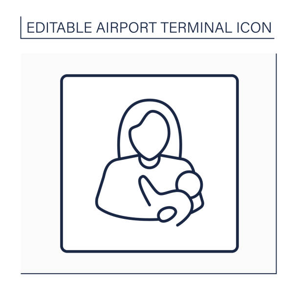 ikona linii pokoju pielęgniarskiego - air vehicle airplane commercial airplane men stock illustrations