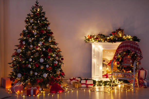istock Christmas tree lights light garlands new year's eve presents 1352005055