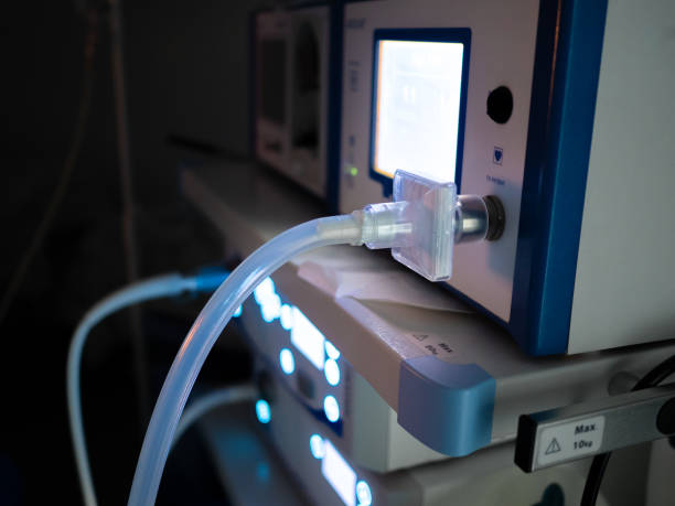 istock Selective focus on the transparent insufflator hose in the operating room. 1352005182