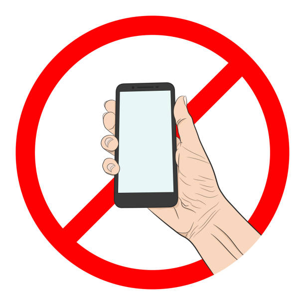 istock Stop phone sign. No phone. No smartphone sign. Vector illustration. 1352006054