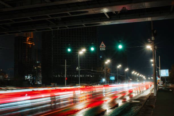 istock Photo of night Kiev for exposure, Darnitsky bridge 1352006209