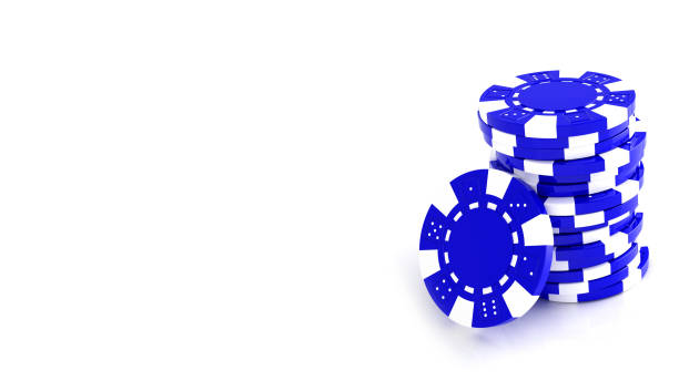 istock Modern White And Blue Casino Chips On White - 3D Illustration 1352008750