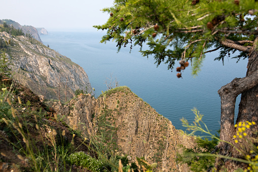 Headland Hoboy. Russia, Lake Baikal, Olkhon Island. The most northern point of Olkhon Island.