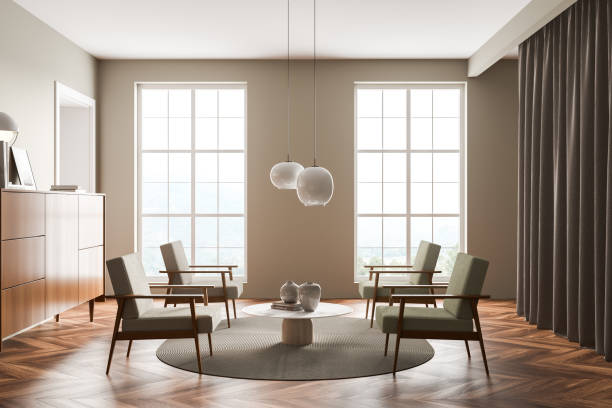 istock Light green living room: conversation seating arrangement idea 1352012775