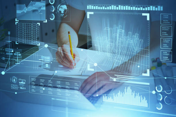 istock Businessman wearing white t-shirt is taking notes and typing 1352012909