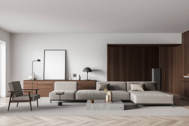 istock Beige living room with on trend details 1352015650