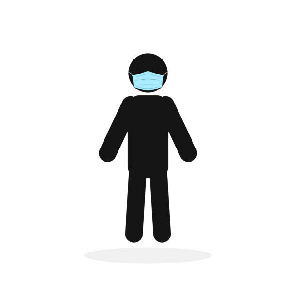 istock Man in mask. Vector icon of a man in medical face protection mask. 1352015881