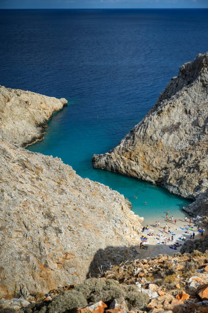 istock Secret beach in a small bay, Greece 1352017107
