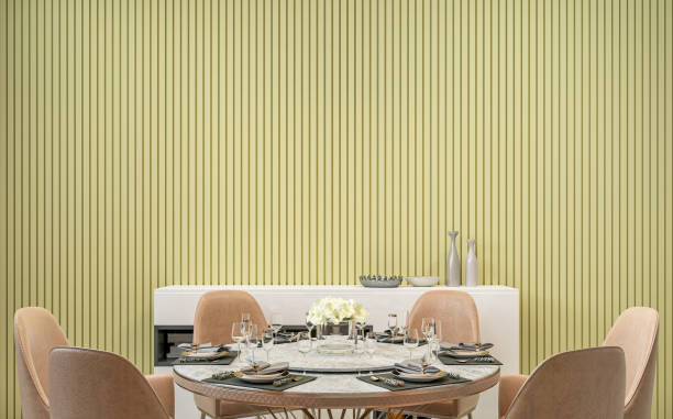 istock Modern luxury dining room with round table and decoration 1352019848