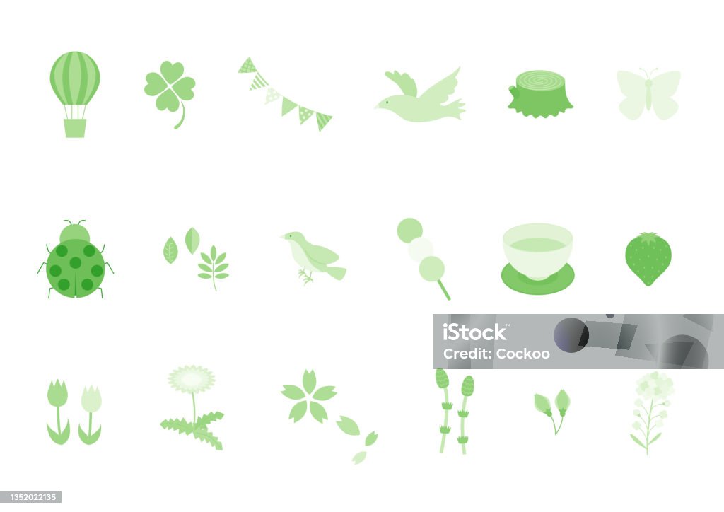 Spring Grafic Simple Flat And Simple Spring Illustration Set Stock Illustration - Download ...