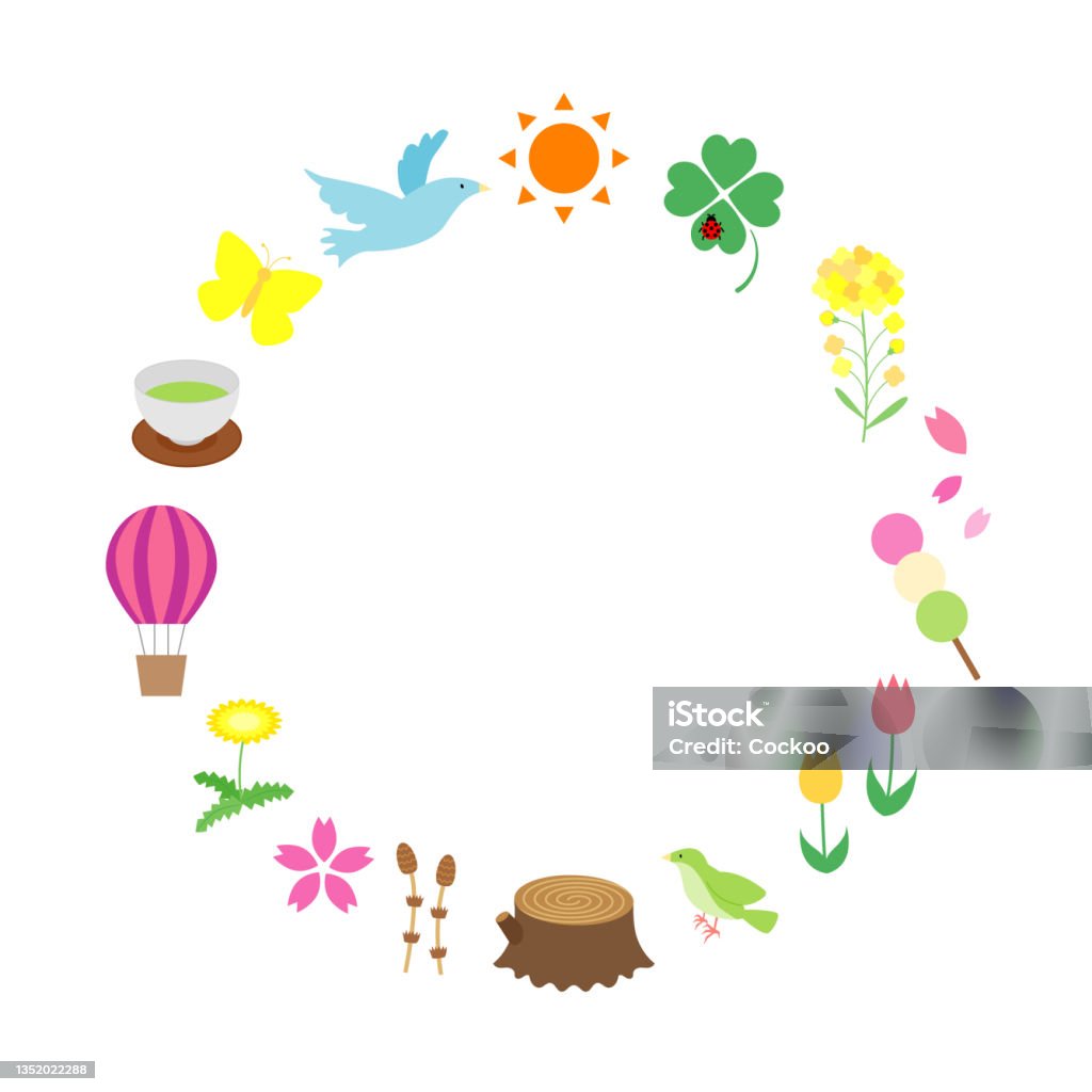 Spring Frame Drawing Simple And Flat Spring Frame Illustration Stock Illustration - Download ...