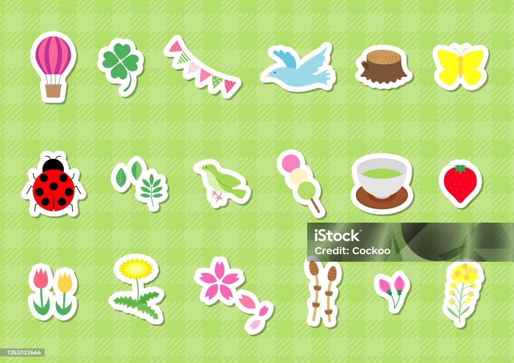 Spring Grafic Simple Flat And Simple Spring Illustration Set Stock Illustration - Download ...