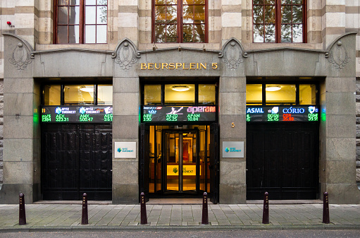 Euronext Amsterdam stock exchange entrance at Beursplein 5. The Netherlands - July 27, 2012