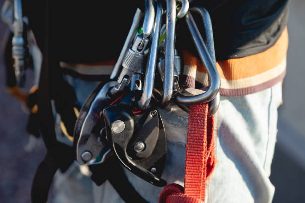 istock Climbing equipment on a harness, details 1352026727