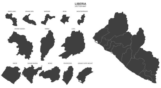 element projektu wektorowego - mapa liberii - liberia stock illustrations