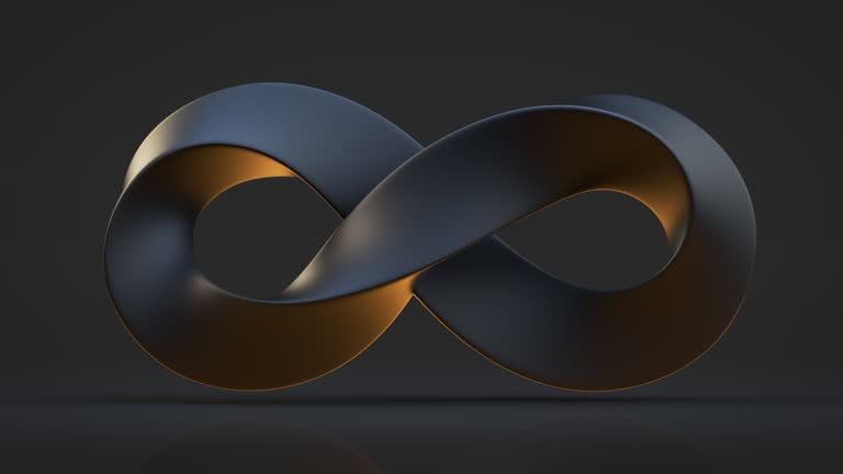 Black Infinity symbol seamless loop 3D render animation