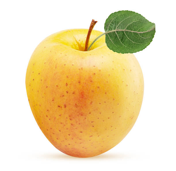istock Golden apple delicious with green leaf 1352042090