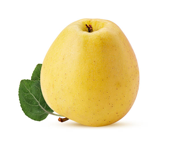 istock Golden apple delicious with green leaf 1352042633