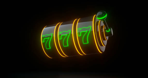 istock Futuristic, Modern Black And Neon Orange, Green Slot Machine - 3D Illustration 1352044910