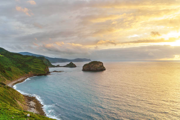 istock Panoramic view of sea surrounded by mountains. 1352049265