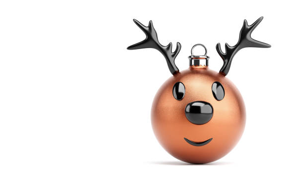 Reindeer Christmas ball ornament isolated on white background. 3D illustration