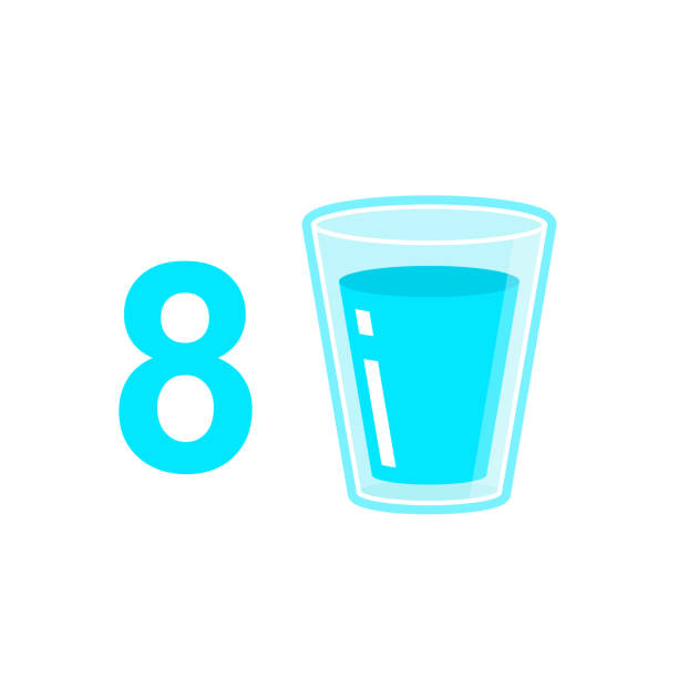 illustrazioni stock, clip art, cartoni animati e icone di tendenza di 8 design dell'acqua in vetro - water glass glasses number 8