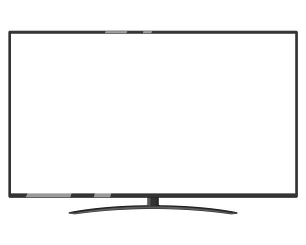istock Vector Mock-up TV with a white screen, and one arc-shaped stand, isolated on a white background. 1352055413