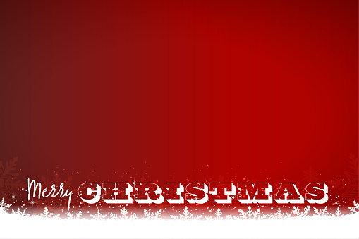 White colored shiny decoration and text Merry Christmas of a red horizontal background vector illustration. Can be used as Xmas , New Year day, season's celebrations backdrops, wallpapers, gift wrapping paper sheet, poster ad greeting cards.