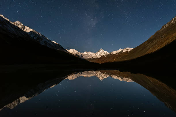 istock stars mountains glacier lake reflection sky night 1352058240