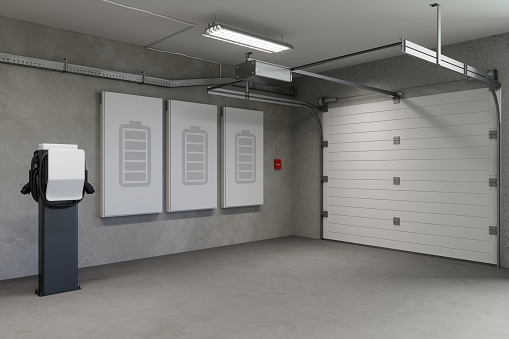 Electric Vehicle Charging Station And Home Energy Storage System In   Garage