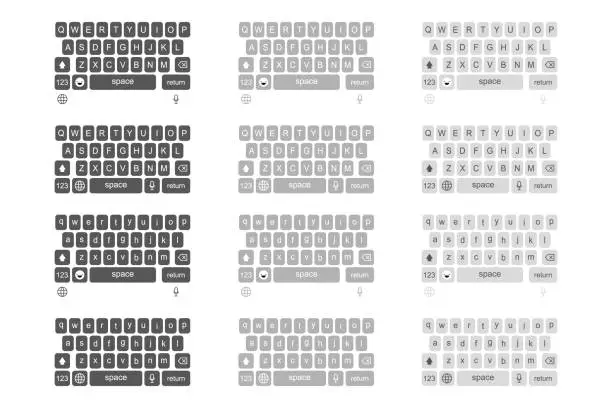 Vector illustration of Set of Keyboards. Vector illustration in flat design