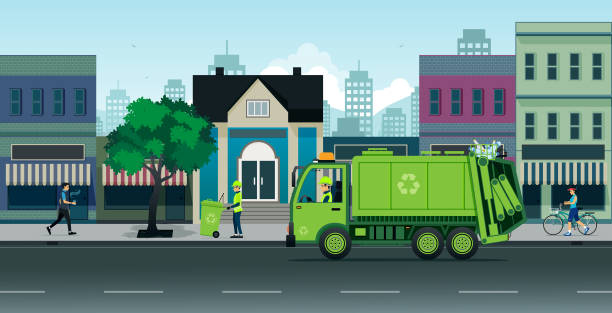 garbage collector - atık yönetimi stock illustrations