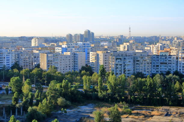 istock Bucharest Aerial View in the morning light 1352064447