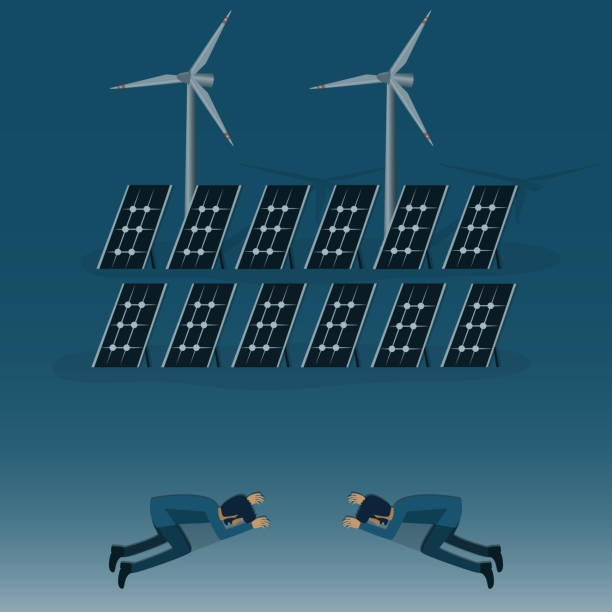 istock Flat of business concept,Two businessmen respecting the renewable energy - vector 1352065326