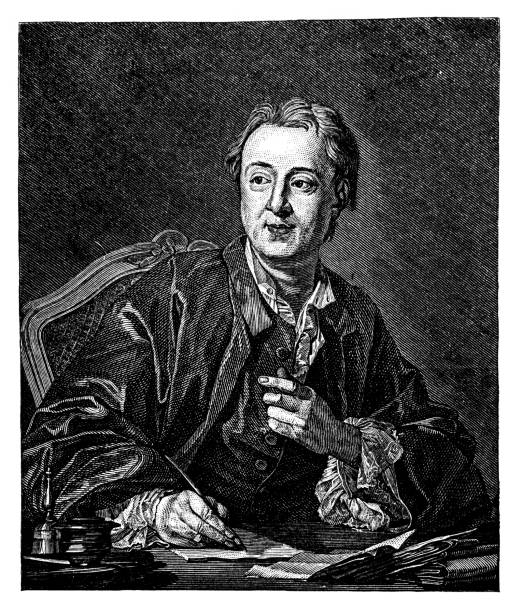 Denis Diderot ( 5 October 1713 – 31 July 1784) was a French philosopher, art critic, and writer Illustration of a Denis Diderot ( 5 October 1713 – 31 July 1784) was a French philosopher, art critic, and writer perforated paper pictures stock illustrations