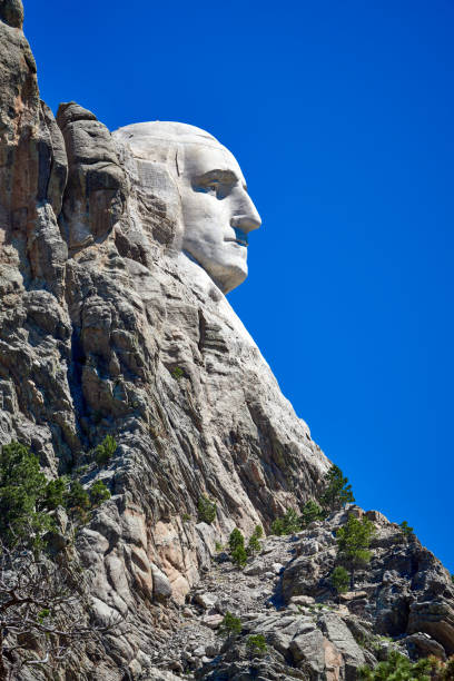 profile view of washington at mount rushmore national monument. - mt rushmore national monument imagens e fotografias de stock