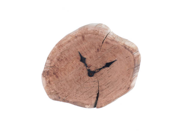 wooden wall clock isolated on white background