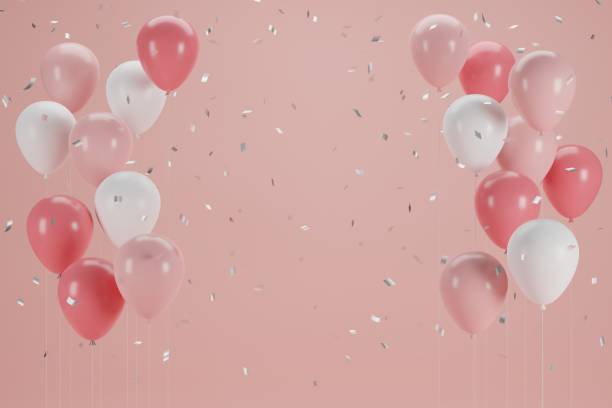 istock New Year Balloon and confetti.Banner design. 3D Illustration 1352069512